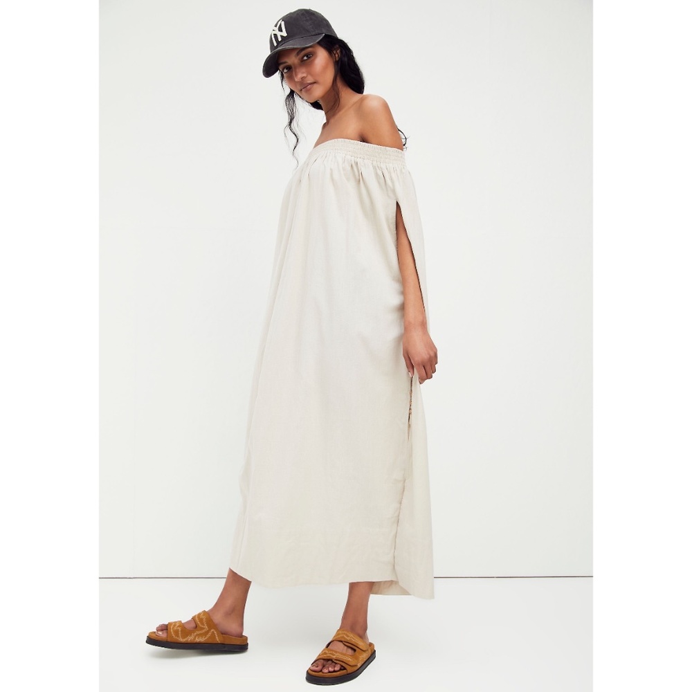 Free People Siyah Off The Shoulder Midi Dress
